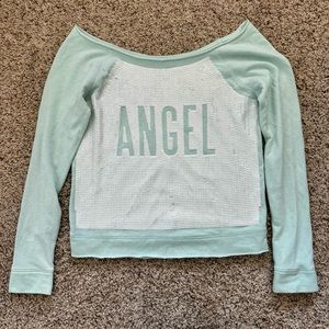 Victoria’s Secret Angel Y2K Mint Green Iridescent Sequin Bling Shirt